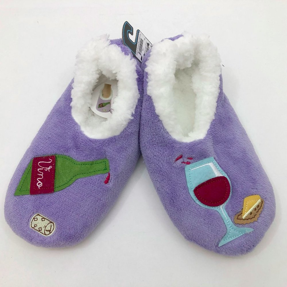 NWT Snoozies Women's Vino Non Skid Slippers Medium 7/8 Blue